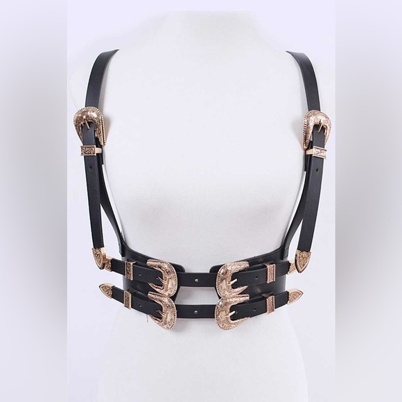 The Stallion Western Leather Corset Harness Statement Belt - Picture 4 of 6